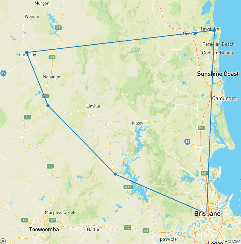 Map of Tour de Queensland Rail Trails