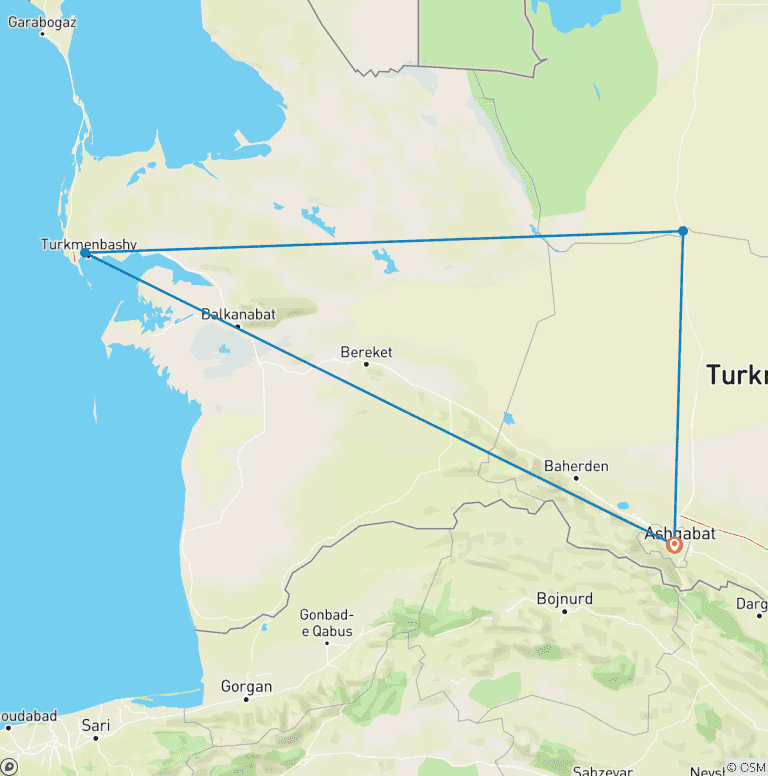 Map of Tailor-Made 10 Days Turkmenistan Tour, Daily Depart & Private Guide