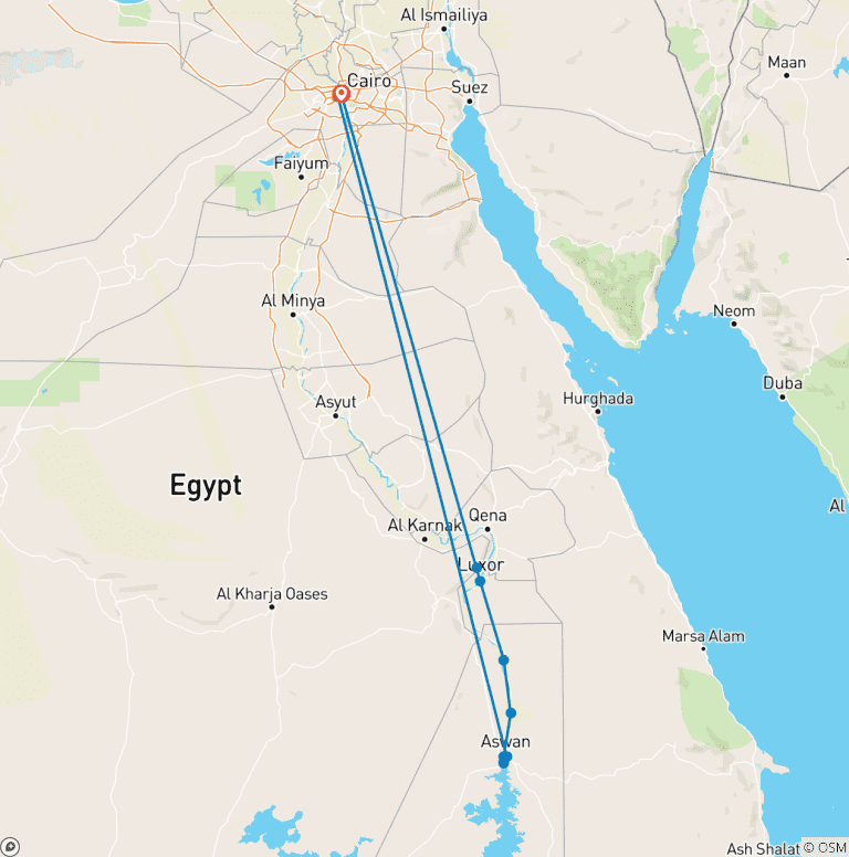 Map of Queen Cleopatra - 7 days (GEM visit- 5 stars accomodation )