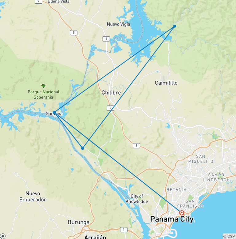 Map of Independent Panama with the Pacific Coast