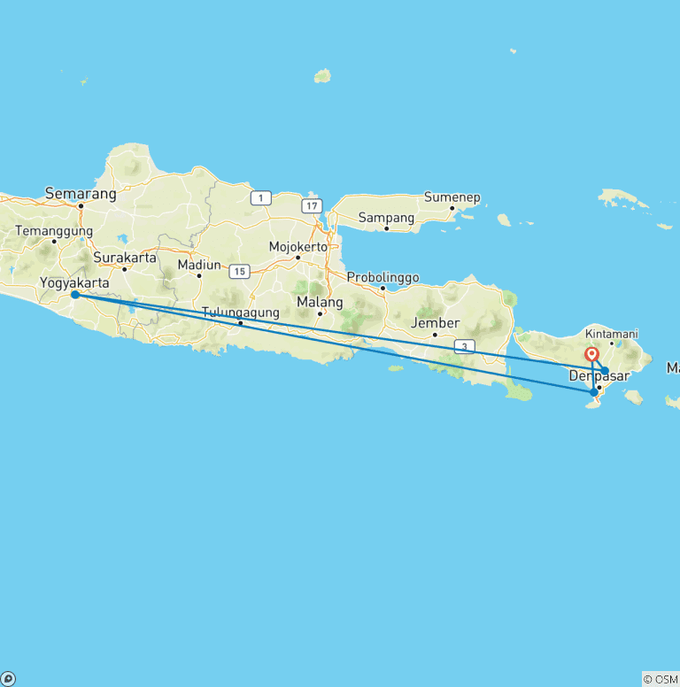 Map of Amazing Bali 10 Days - Ubud/ Yogyakarta/ Seminyak