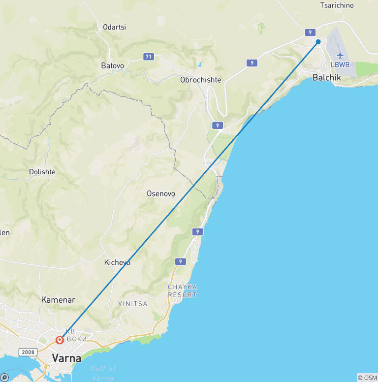 Map of Escape to Varna 3 Days, Private Tour