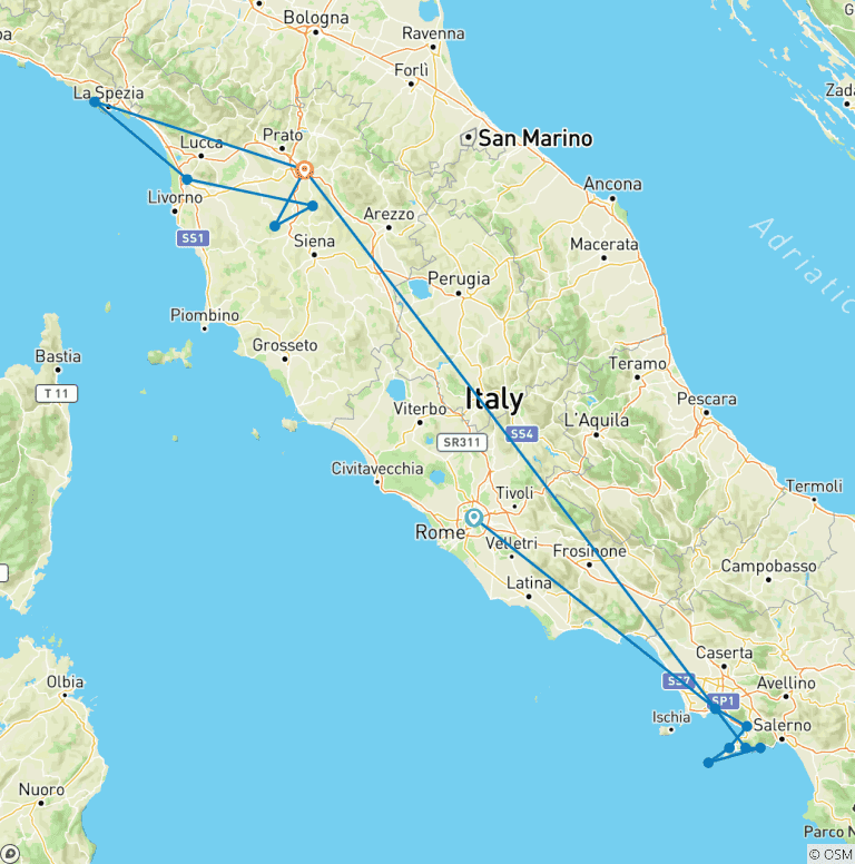Map of Italy Must-See: Amalfi Coast, Tuscany, Florence, Cinque Terre & more!