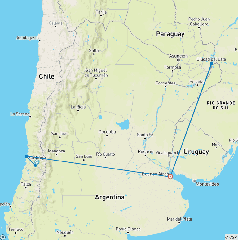 Map of Tailor-Made 10-Day Private Chile & Argentina Luxury Tour, Daily Start