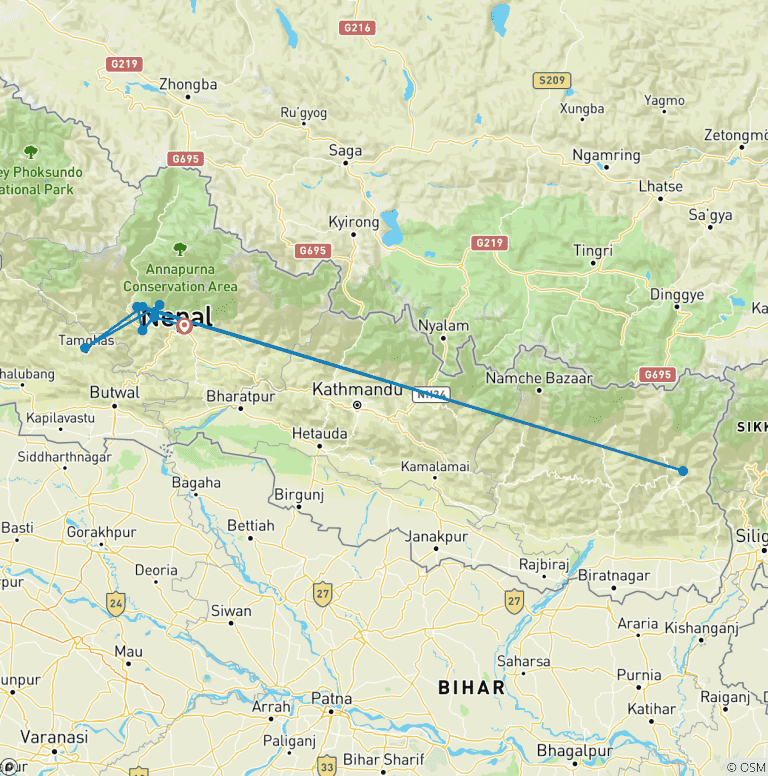 Map of Annapurna Himalaya View Trek 7 Days