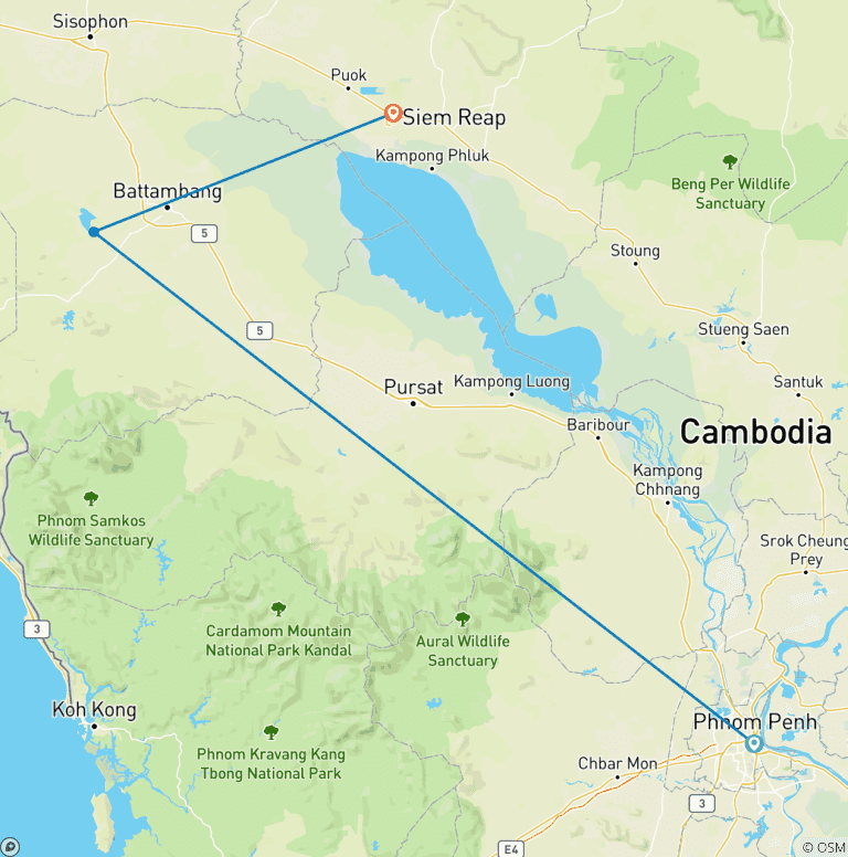 Map of Cambodia Discovery in 10 Days - Private Tour
