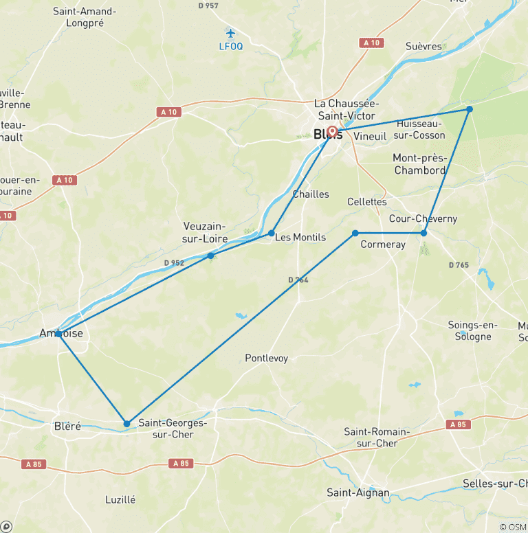 Map of Loire Valley - Cycling in