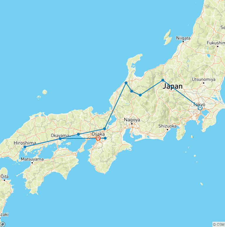 Map of 14 Days Japan Panoramic