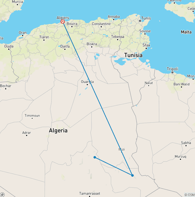 Map of Tassili Desert Adventure, Algeria