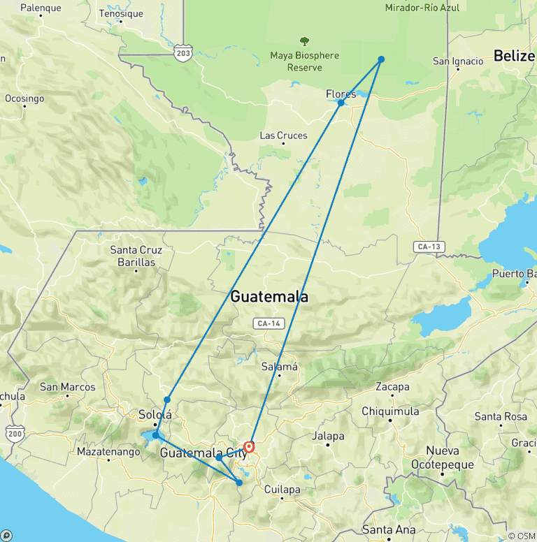 Map of Best of Guatemala 8 Days Tour (PRIVATE)
