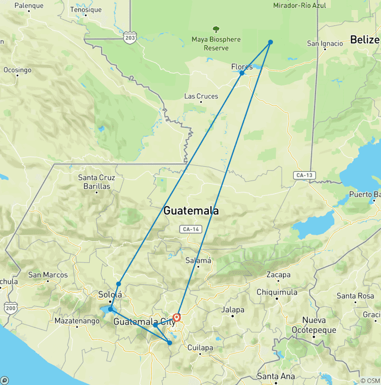 Map of Best of Guatemala 8 Days Tour (PRIVATE)