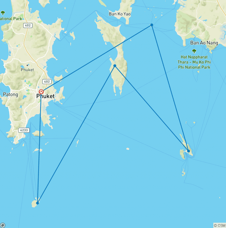 Map of Phuket Sailing Adventure