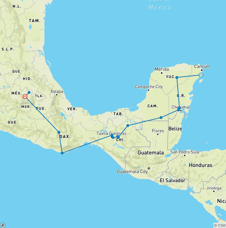 Map of South Mexico Wonders, Day of the Dead Edition
