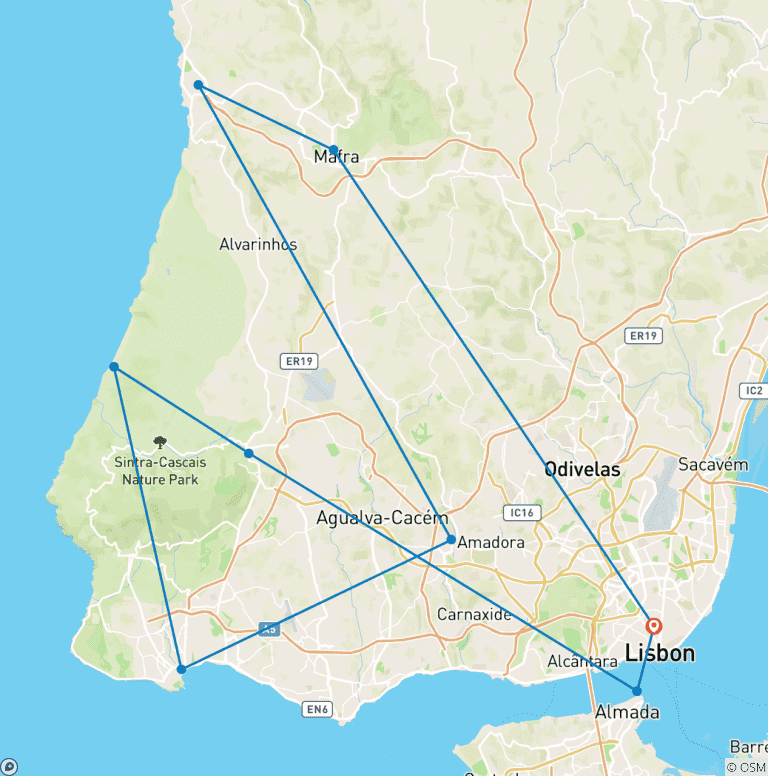 Map of City Sights & Royal Retreats: A 3-Day Trip Through Lisbon & its outskirts