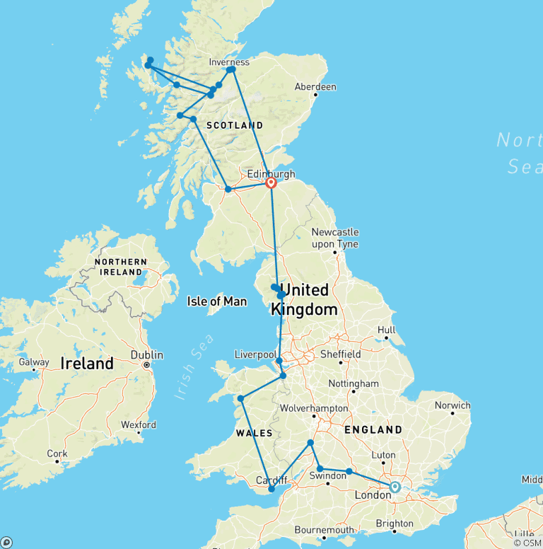 Map of Best of England, Wales and Scotland