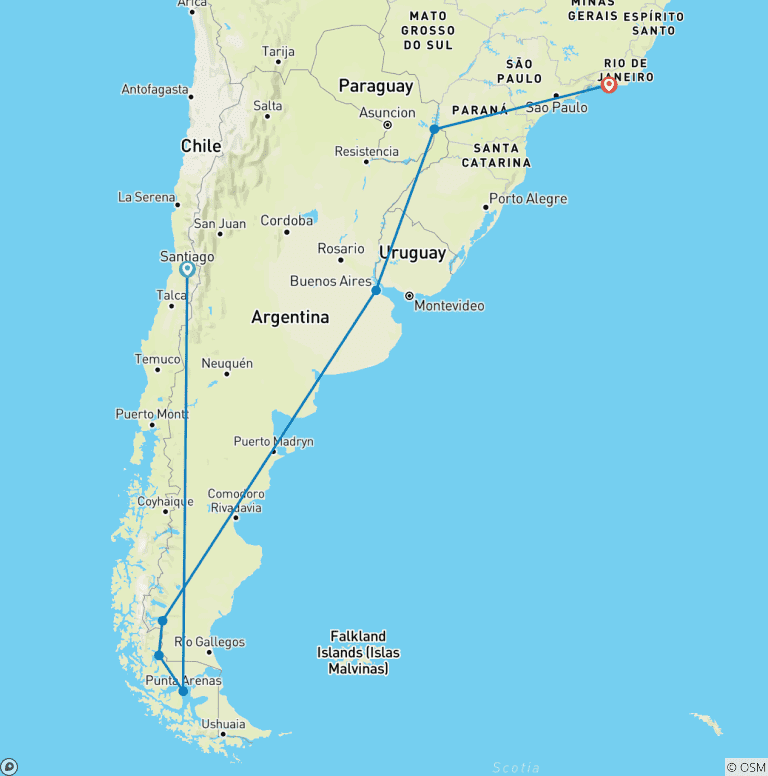 Map of South America: Glaciers, Water Falls & World Wonders