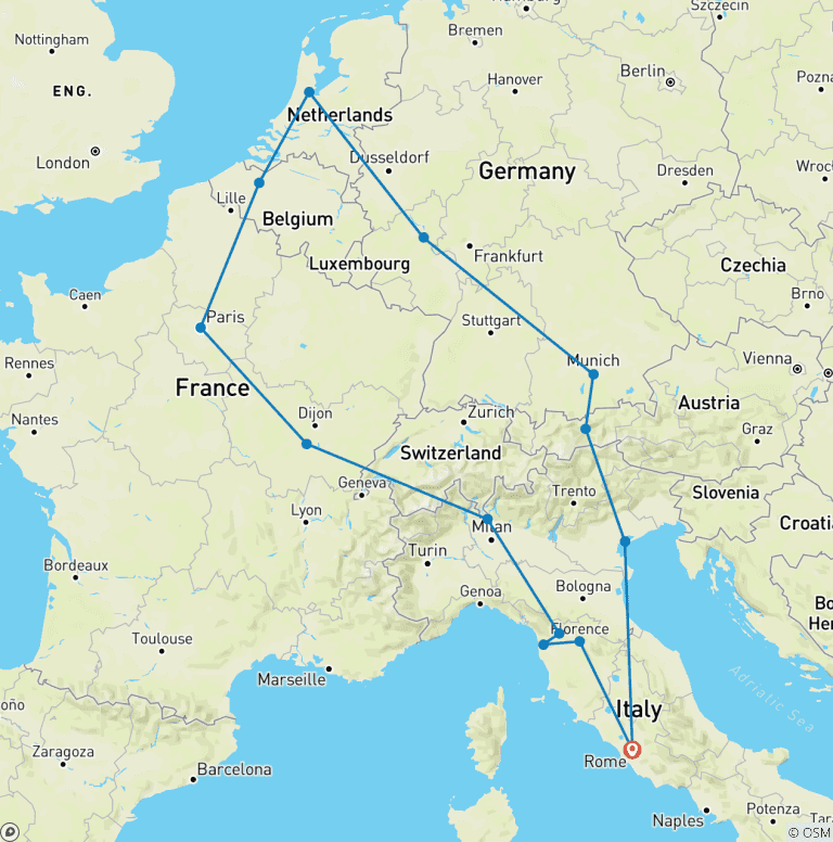 Map of Europe Highlights Christmas