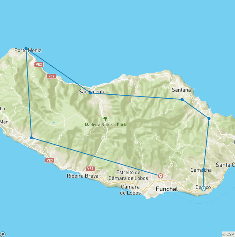 Map of Madeira Round Trip with Charm