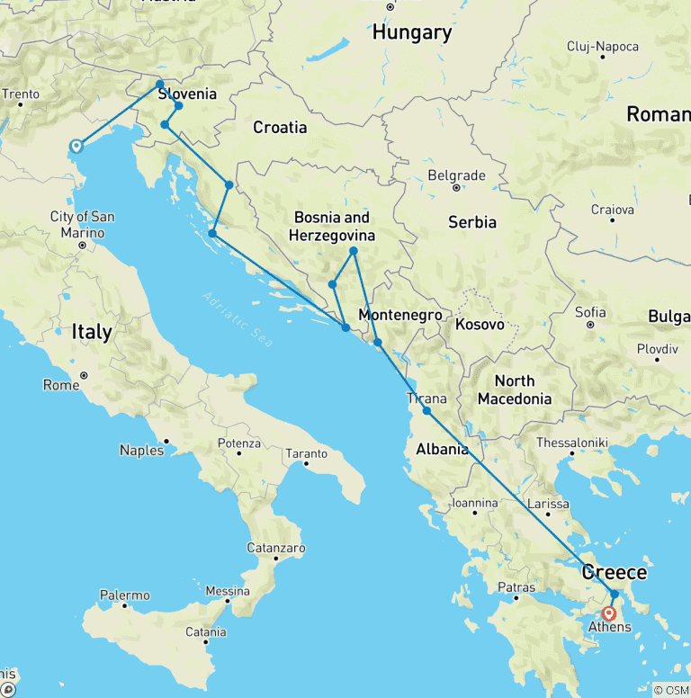 Map of Venice to Athens: Culture & Coastline
