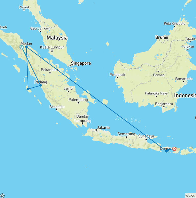 Map of Bali & Sumatra Adventure