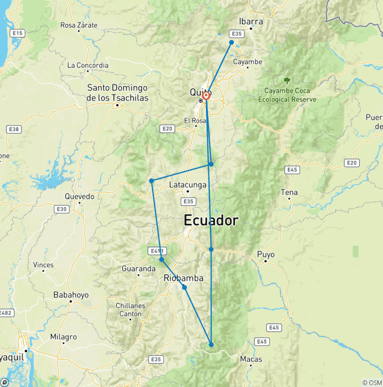 Map of Hiking Paradise Ecuador