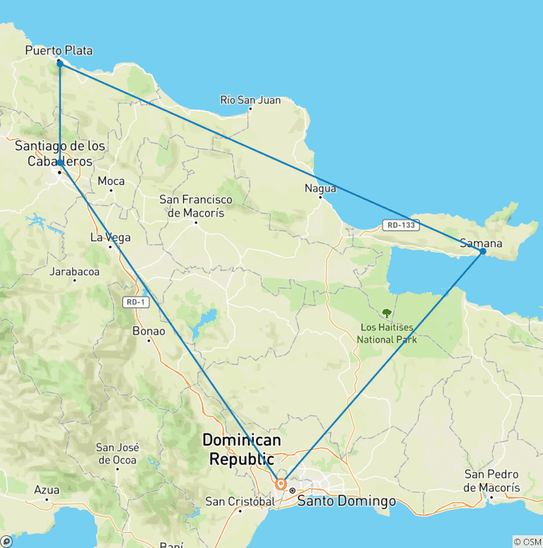 Map of Dominican Republic Private Tour Nature & Culture