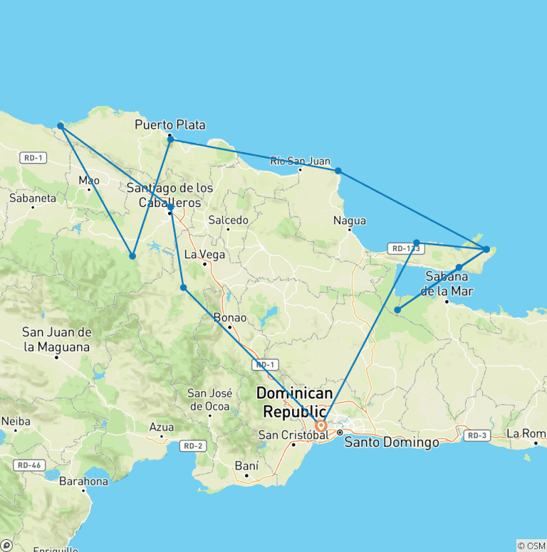 Map of The Most Beautiful Eco-Lodges in the Caribbean