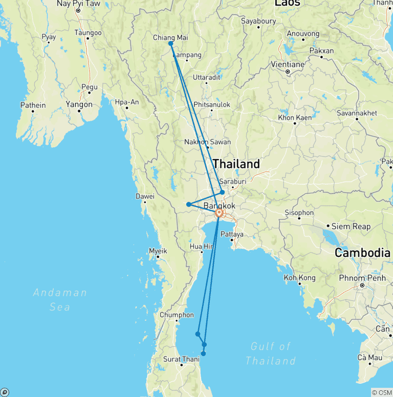 Map of Classic Thailand & Island Hopping - East Coast