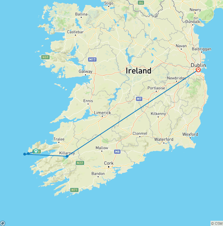 Map of Blarney Castle, Ring of Kerry & Dingle