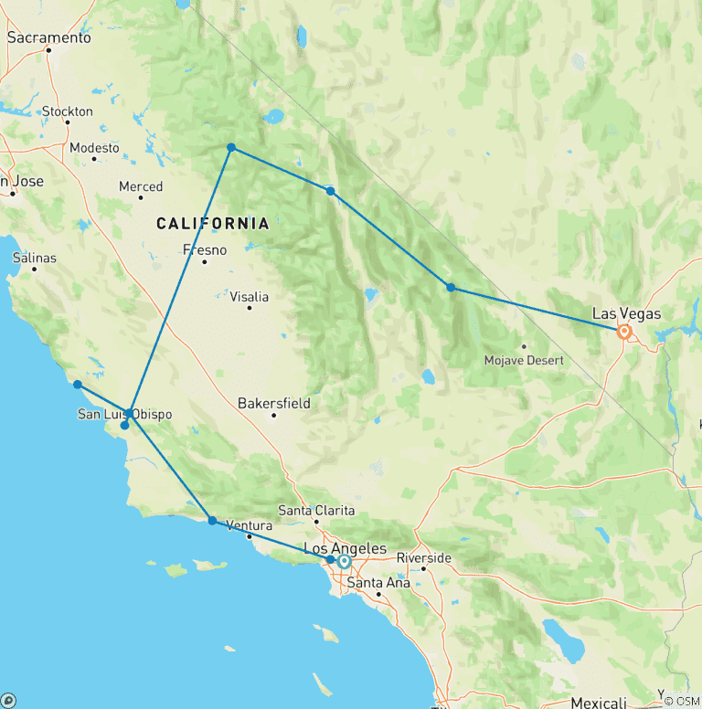 Map of California Dreaming: Yosemite, Death Valley & Coastal Camping