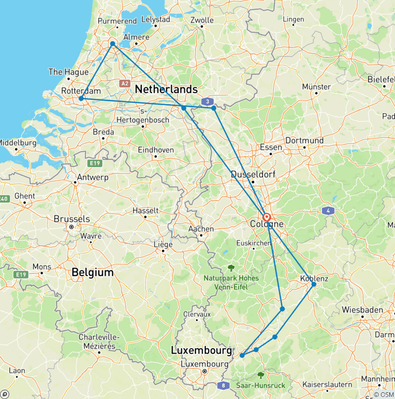 Map of Northern Rhine & Moselle Experience 2027