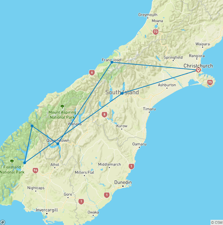 Map of Premium - South Island Escape