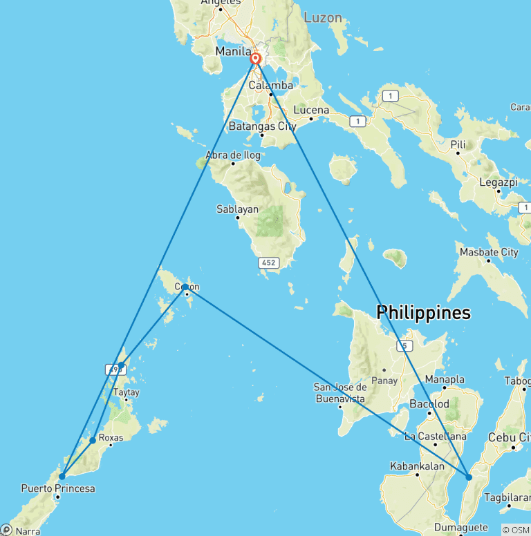 Map of Philippines Island Explorer 17 Day