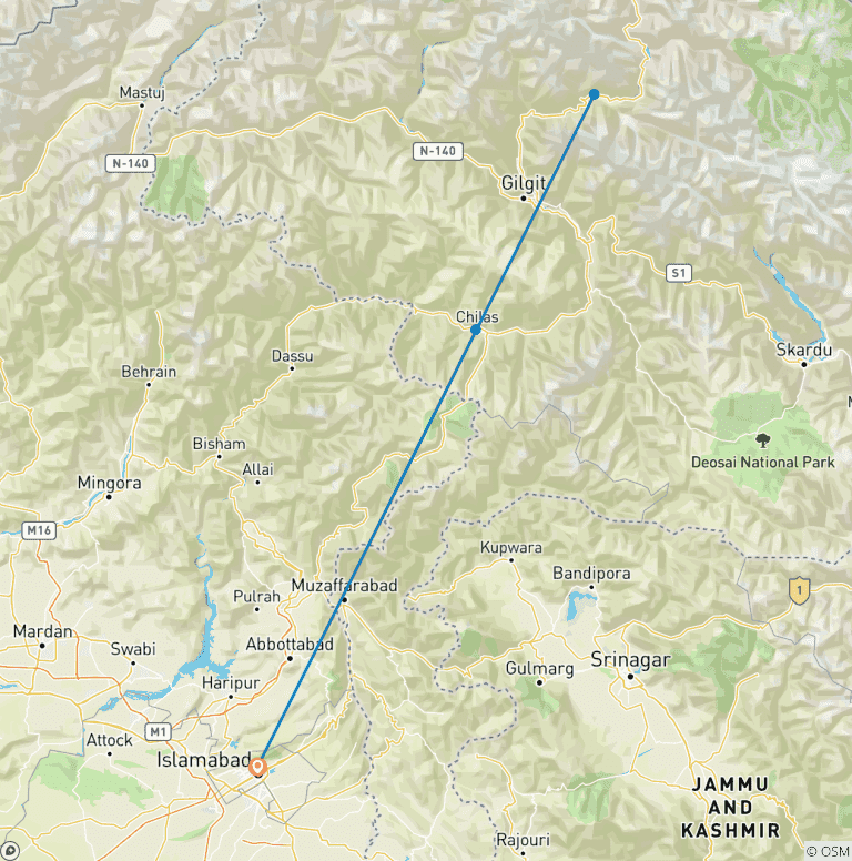 Map of 10 Days Rush Lake Trek Nagar Valley Pakistan