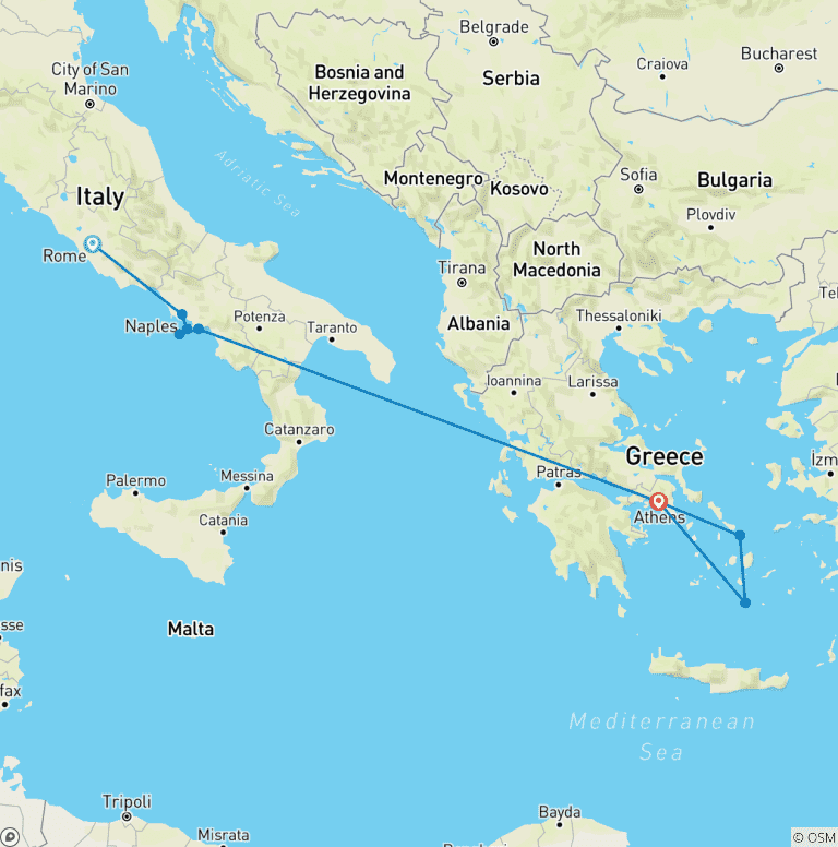 Map of AMALFITAN | Rome, Naples, Sorrento, Amalfi, Athens and Greek Islands