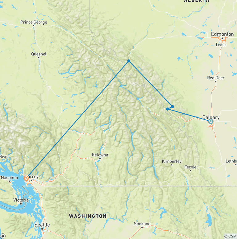 Map of Festive Wonders  Calgary → Victoria (2025)
