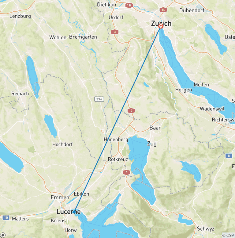 Map of 6 Day Trip to Switzerland (Stay in Zurich and Lucerne)