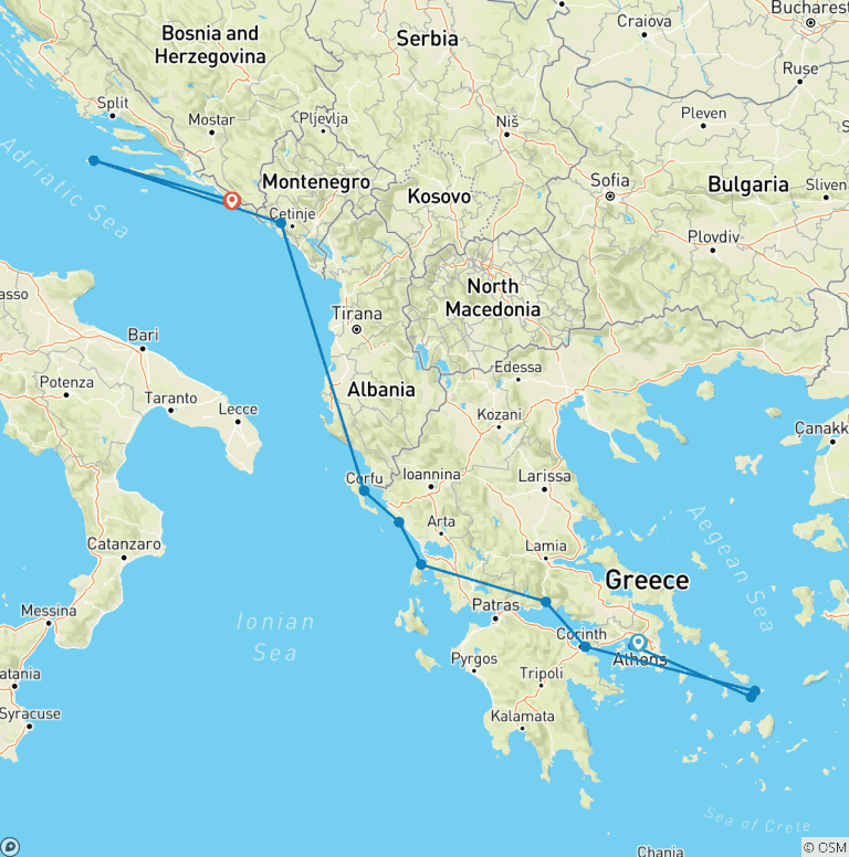 Map of The Greek islands, the Corinth Canal & Adriatic