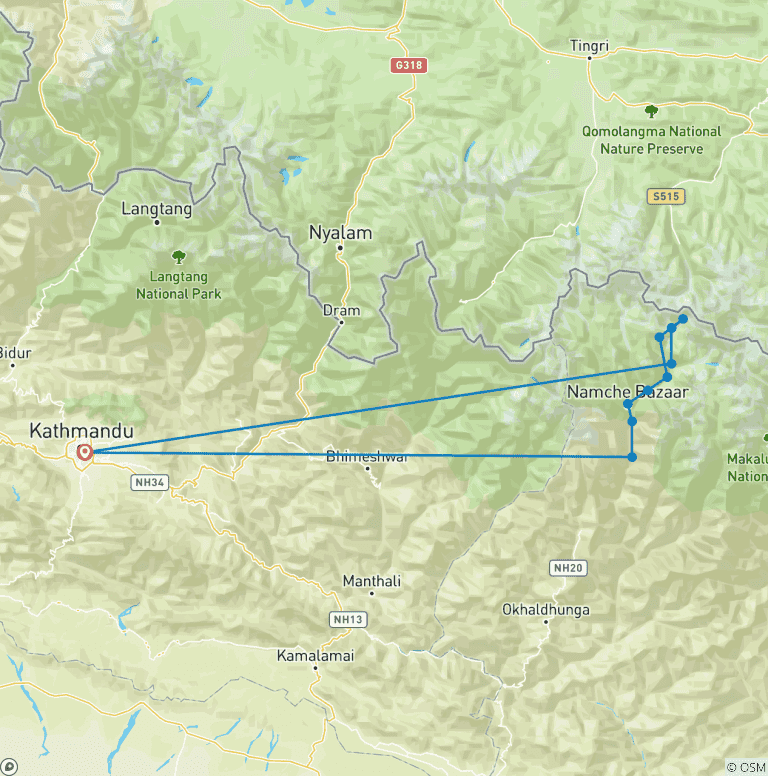 Map of Short Everest Base Camp Trek