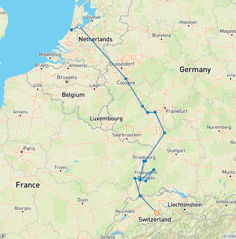 Map of Romantic Rhine with 2 Nights in Lucerne (Southbound) 2026