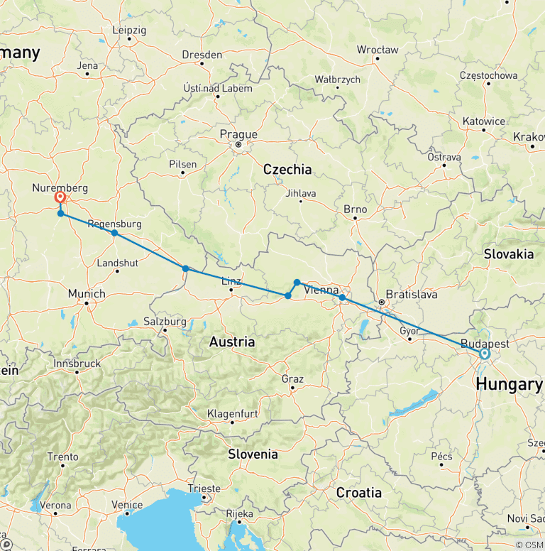 Map of The Blue Danube Discovery with 2 Nights in Budapest 2026