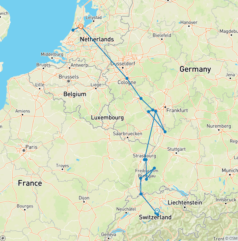 Map of Romantic Rhine with 2 Nights in Lucerne (Northbound) 2026
