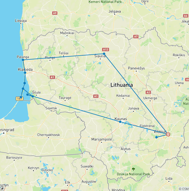 Map of Litauen-Reise: Dünen, Seen, Traditionen - Geführte Privatreise