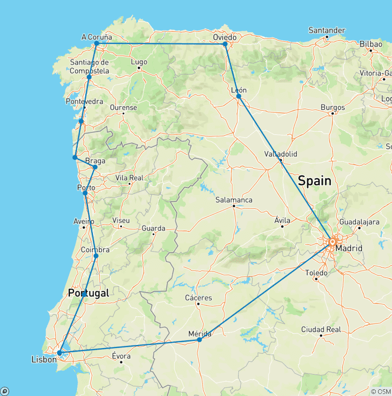 Map of Best of Galicia Spain & Portugal - 10 Days