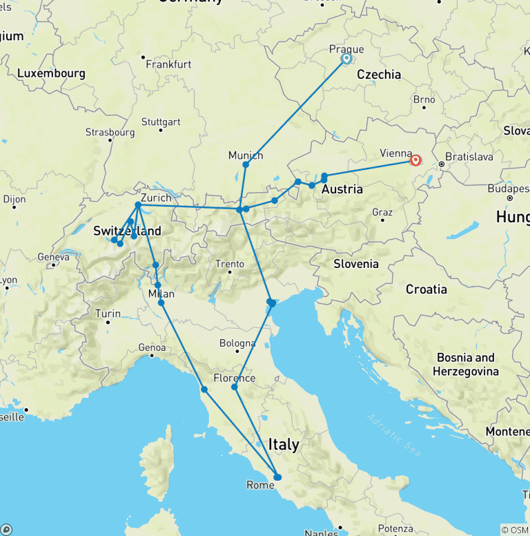 Map of Central Europe (including Mount Titlis)