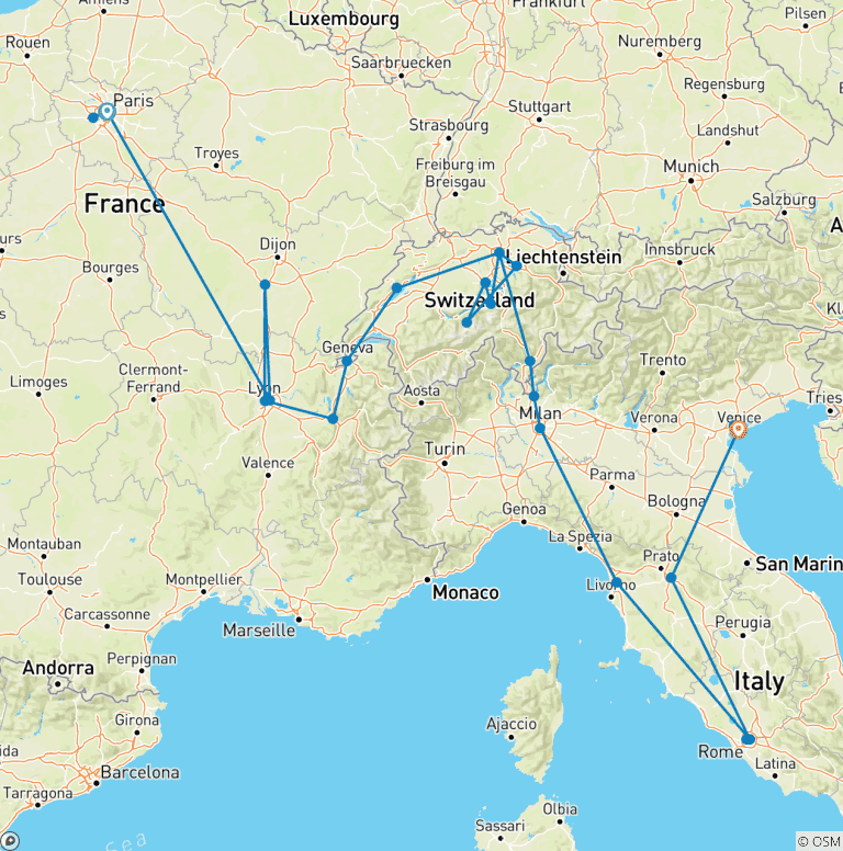 Map of Harmonious Europe (from Paris to Venice)