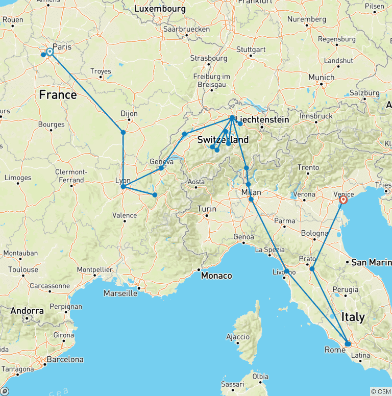 Map of Harmonious Europe (29 destinations)