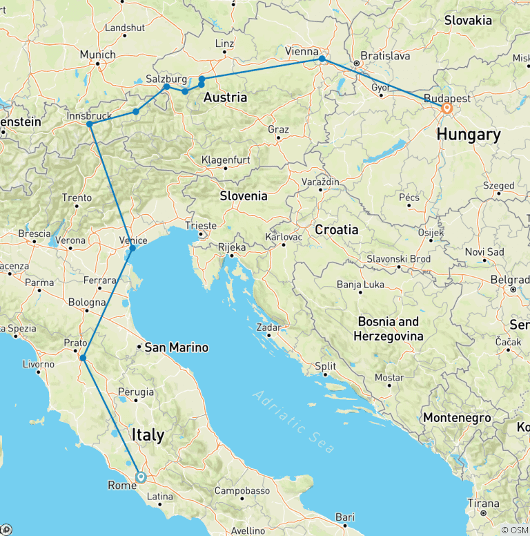 Map of Classical Symphony with Budapest