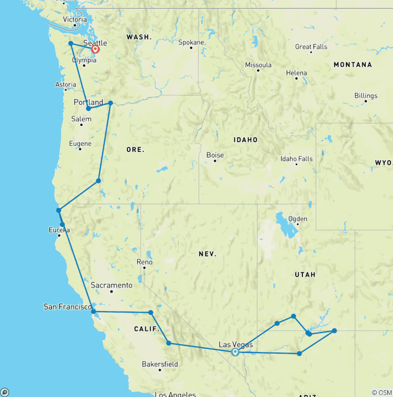 Map of Western USA Encompassed
