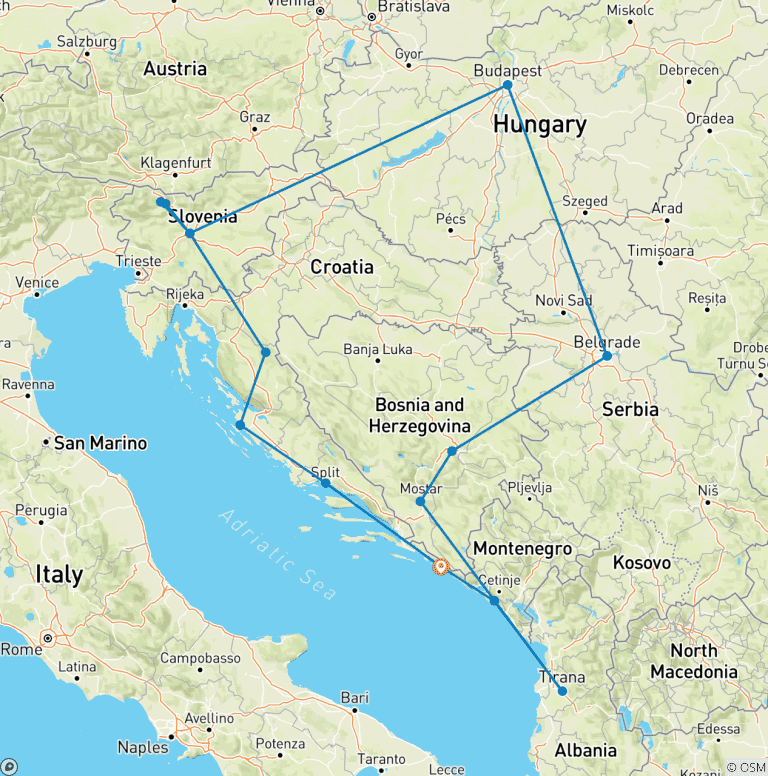 Map of Best of Balkans (Start Dubrovnik)